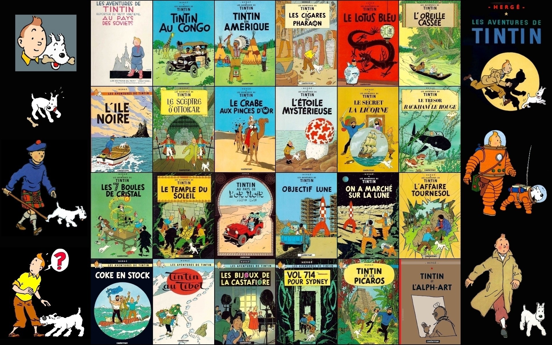 The-adventures-of-Tintin-tintin collection of book covers