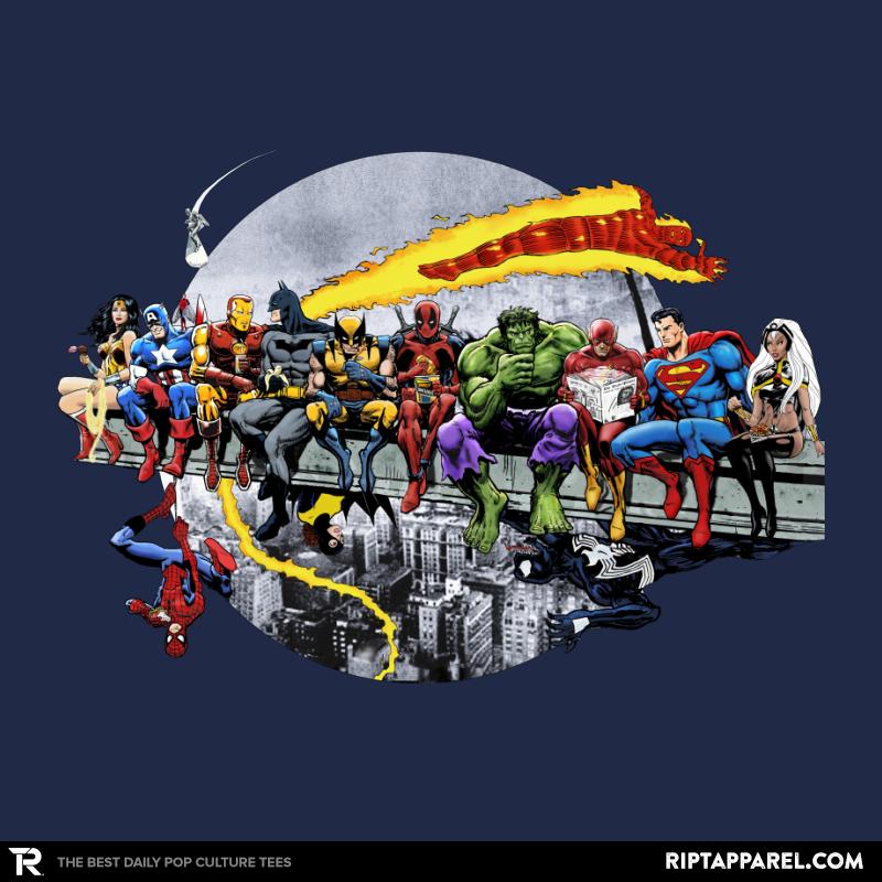 Superheroes Lunch Atop A Skyscraper