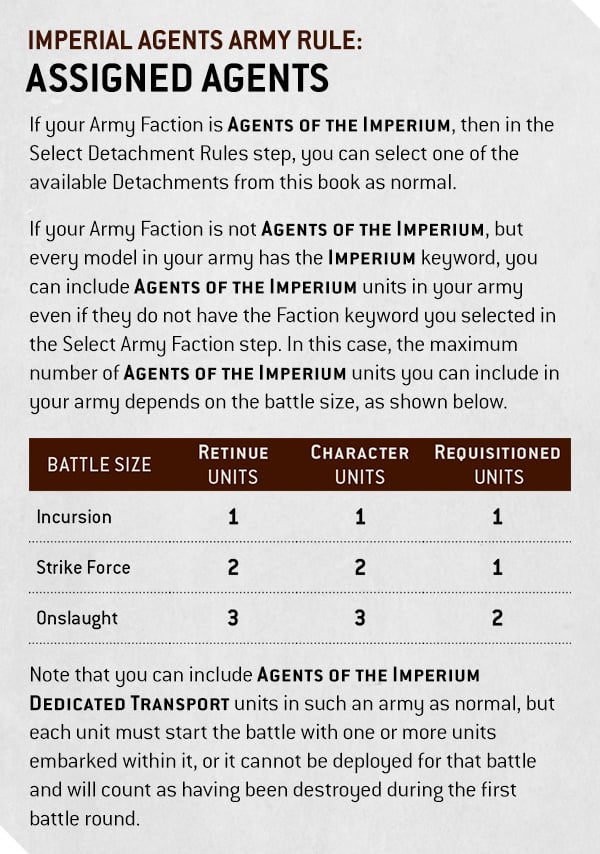 Imperial Agents Army Rule: Assigned Agents