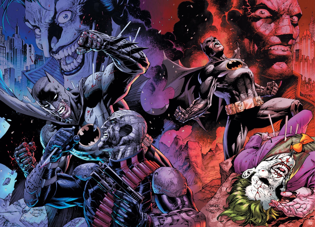 Variant cover by Jim Lee, Scott Williams and Alex Sinclair* (1:1,000)
*connected wraparound; signed by Jim Lee and Jeph Loeb