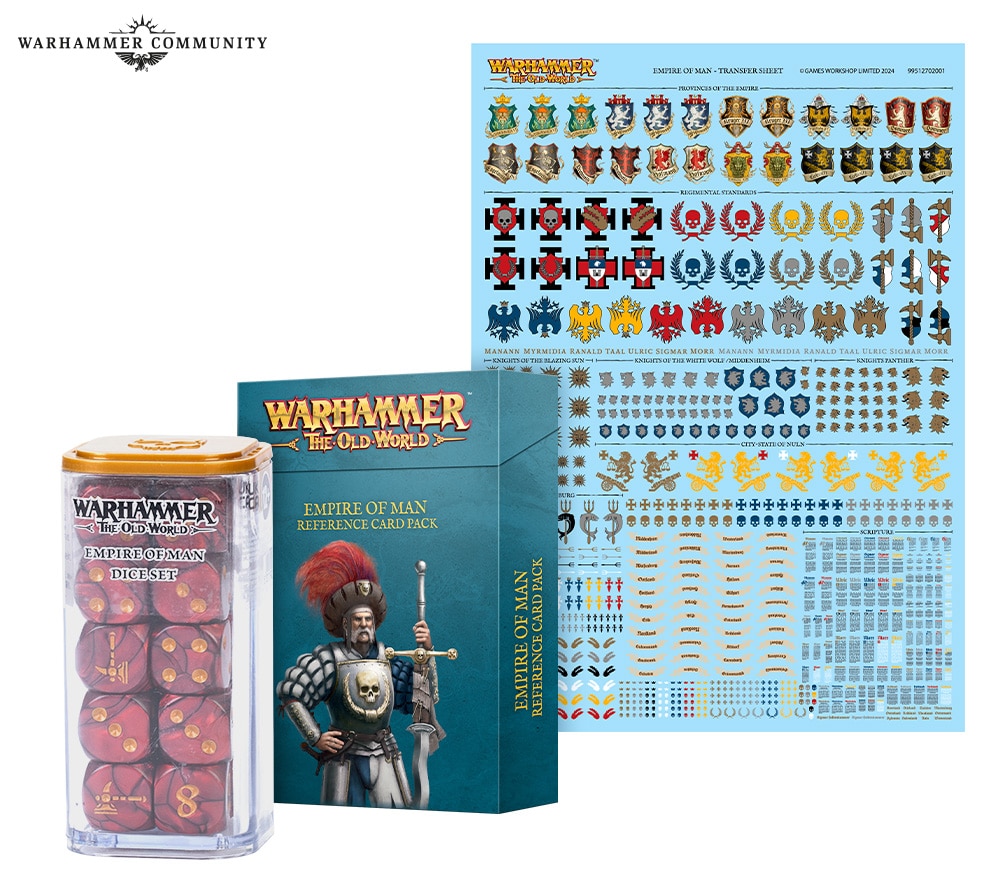 Empire of Man Reference Card Pack, Dice Set, and Transfer Sheet